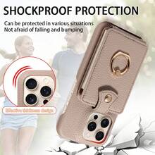 荔枝纹多卡位斜挎真皮手机壳，带风琴式卡套，兼容 17 Pro Max/17 Pro/Air/17/16 Pro Max/16/15/14/13/12/11、A16系列，防摔防盗保护套，带指环支架