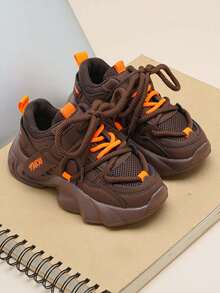 1 Pair Kids Soft Sole Non-Slip Casual Sports Hook And Loop Breathable Shoes, Suitable For Spring And Autumn - Brown - View 15