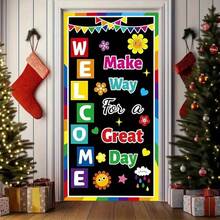 2D Flat Door Banner, 1 Pc Colorful Welcome Door Curtain Decoration, Suitable For Classroom Back To School (Welcome, Make Way For A Beautiful Day) - Door Curtain Banner Decoration, Ideal For Hanging Background Signs, For Home Decor, Indoor & Outdoor Festival Party Supplies - 1PCS - View 2