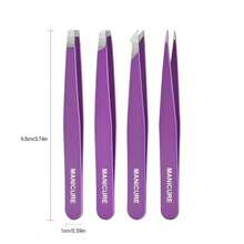 4 Packs Stainless Steel Eyebrow Tweezers Purple Set Makeup Tools For Eyelash Grafting, Eyebrow Shaping, Beard Pull And Hair Removal, And False Eyelash Assists - one-size - View 4