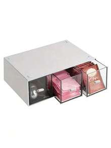 1pc Multi-Layer Plastic Storage Box, Tea Bag & Coffee Capsule Organizer, Multifunctional Drawer Dust-Proof Box, Essential For Back To School - Multicolor - View 5