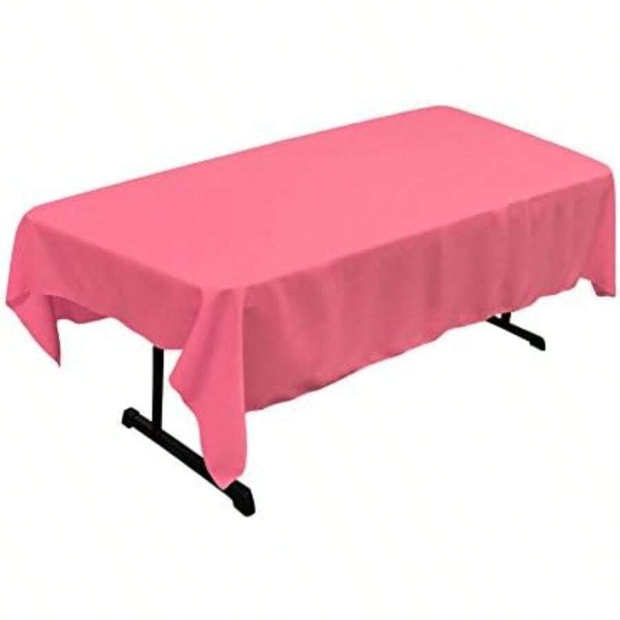 LA Linen Polyester Poplin Rectangular Tablecloth, 60 by 120-Inch, Cranberry(228.6 x 152.4 cm (Rectangular) Hot Pink) - Multicolor - Ver 1