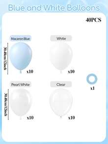 Bộ 20/40/60 quả bóng bay màu xanh nhạt và trắng, bóng bay cao su trong suốt màu xanh ngọc trai và trắng 12 inch, thích hợp trang trí tiệc sinh nhật, đám cưới, tiệc mừng em bé chào đời, tiệc tiết lộ giới tính. - Nhiều màu - Xem 10