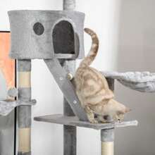 Cat Scratching Post, 240-260 Cm Tall, Large Cat Tree, Climbing Tree For Large Cats With Sisal Rope, Light Grey - Light Grey - View 2