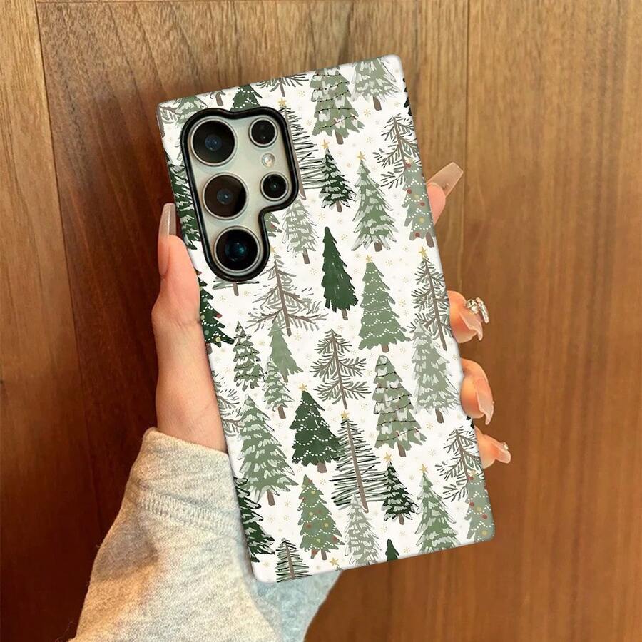 1 Funda de película 2 en 1 de árbol navideño de felicitación de Navidad - Funda protectora duradera de doble capa - Adecuada para Samsung Galaxy S25 S25 Plus S25 Ultra S24 S24 Plus S24 Ultra S24 FES23 S23+ S23 Ultra S22 S22+ S22 Ultra S21 S21+ S21 Ultra S20 FE A15 A16, regalo - forma - Ver 1