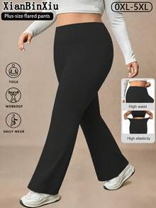 XianBinXiu 1 pieza Pantalón de yoga de talle alto con pierna acampanada en azul marino y negro talla grande, diseño levantador de glúteos, tela elástica y cómoda de punto, adecuado para uso diario y entrenamiento, gran regalo para mujeres - Negro - Ver 7