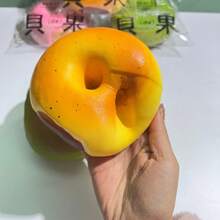 1个超柔软慢回弹贝果玩具，逼真慢回弹减压挤压玩具，挤压面包玩具礼品，多色逼真贝果挤压玩具，面包挤压玩具系列，节日礼物，生日礼物 - 彩色 - 查看 5