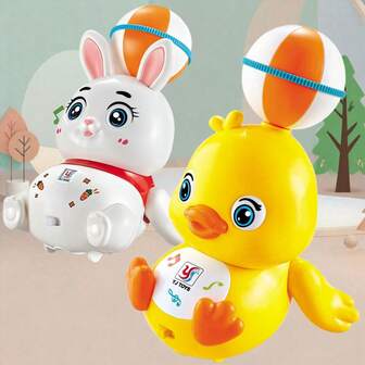 360° Rotating Electric Musical Duck/Rabbit Ball | Colorful Flashing Lights | ABS Material | Holiday Birthday Christmas Halloween Party Kids Gift (Batteries Not Included) - Accessory Color Random