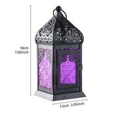 1pc European Style Hollow Window Flower Glass Candle Holder, Iron & Glass Windproof Hanging Candle Holder, Suitable For Ramadan Candle Lantern, Desk Decor, Party Decor, Restaurant Decor - Multicolor - View 15