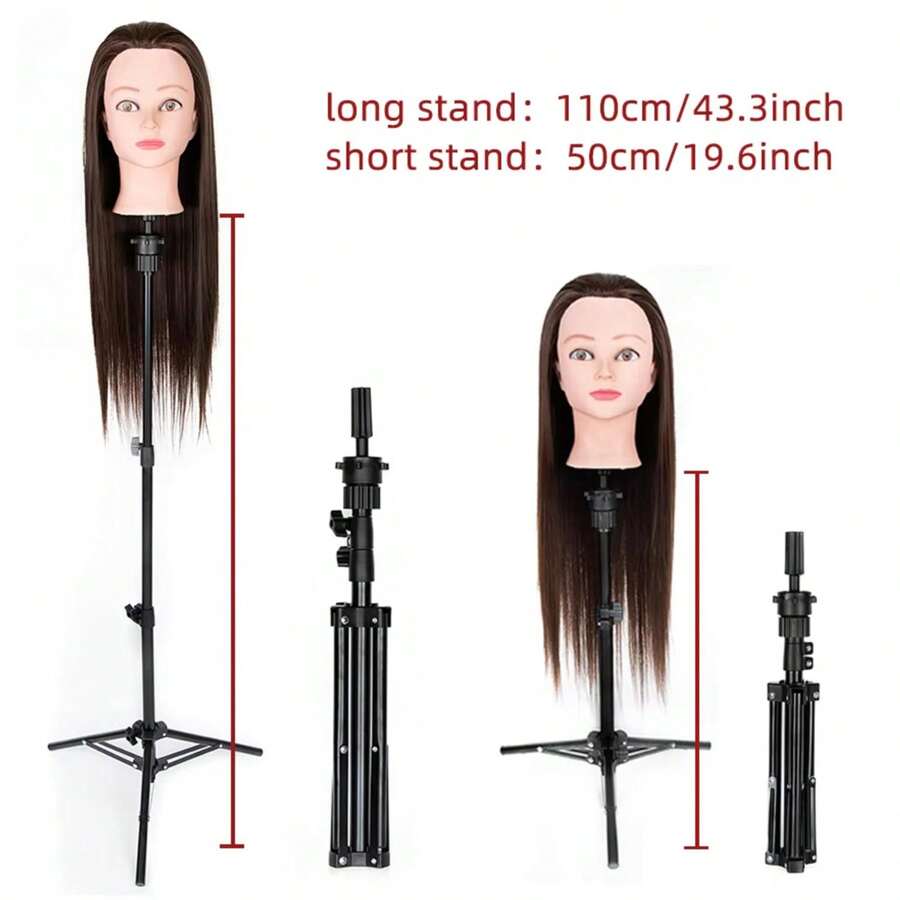 Wig Stand Tripod,Adjustable Mannequin Head Stand, Canvas Block Head Stand For Training Heads(43.3in And19.6in ) - Black - View 1