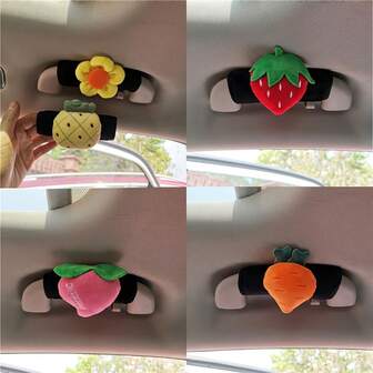 Cute And Sweet Strawberry Car Seat Handle Protection Cover Suitable For Both Men And Women, Compatible With All Vehicles. Cartoon Fruit Pattern Car Door Handle Cover For Vehicle Interior Protection.