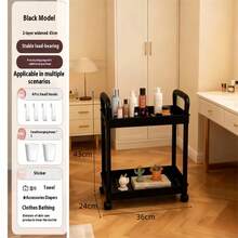 大型多功能四层置物推车，配备4个挂钩和2个挂桶。多种规格可选。加厚加固版，采用耐用PP塑料材质，配备360°旋转轮 | 适用于厨房、浴室和卧室收纳。节省空间的篮筐托盘整理工具 - 彩色 - 查看 18