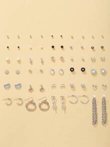 30 pares de aretes de botón con decoración de strass y corazones para San Valentín - Amarillo Oro - Ver 7