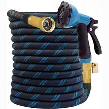 100ft Garden Hose With 10-Function High-Pressure Spray Nozzle, Lightweight, Non-Expandable Water Hose For Yard, Lawn, Car Wash & Outdoor Use, 25/50/75/100FT Choosable - Màu xanh lam - Xem 1