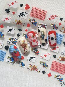 A Nail Sticker With Embossed Laser Technology, Featuring A Vintage Poker Card Pattern, Suitable For Personal DIY And Nail Salon Use Nails Nail Supplies - Multicolor - View 2