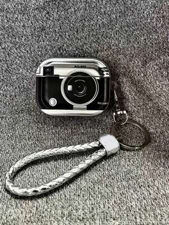 1 pieza Estuche para auriculares a prueba de golpes con diseño de cámara vintage + Estuche de carga para auriculares Bluetooth con cordón, diseño creativo compatible con Apple 1st/2nd/3rd/Pro/Pro 2nd Generation