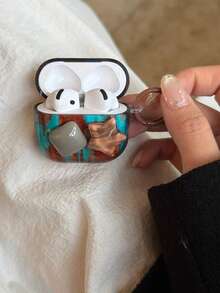 Ins Style Blue & Brown 3D Gem Star 4/ Pro 3/ 2 Wireless Bluetooth Earphone Case, Soft Full Cover Protective Shell For Women - Multicolor - View 12