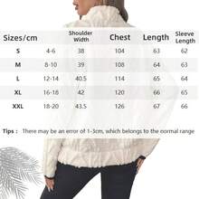 Suter de forro polar Sherpa de gran tamao con cremallera para mujer, sudaderas recortadas con solapa y bolsillos - Blanco + 2XL - Ver 2