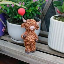1/2pcs Highland Cow Statue With Red Balloon, Resin Animal Decor, Tiered Tray Centerpiece For Home, Bedroom Decorative Figurine, Tabletop Ornament, Gift For Valentine's Day, Christmas, Birthday, Summer Garden Decor - Multicolor - View 10