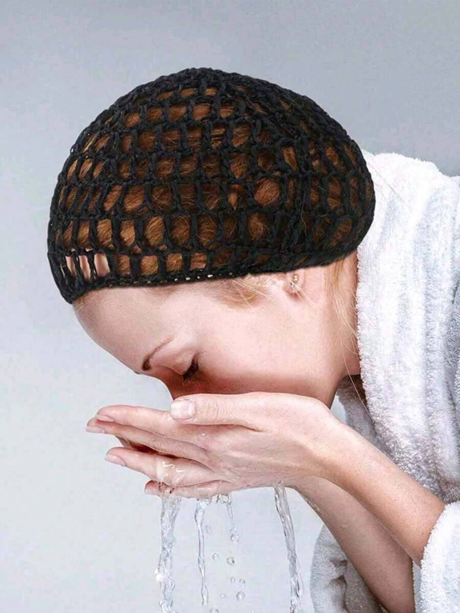 1 pieza de redecilla elástica y transpirable de malla de ganchillo para mujer, estilo de pañuelo de cabeza tejido, gorro para cubrir el cabello para dormir - Multicolor - Ver 1