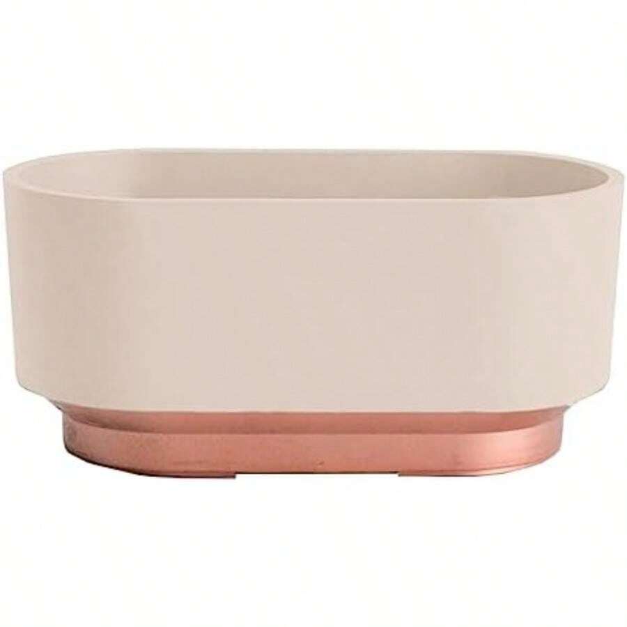 HC Companies Sorrento - Maceta suculenta de plástico Ligero para Interiores con Drenaje, bizcocho de Vainilla(Bisque de vainilla 14 cm) - Multicolor - Ver 1