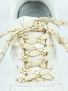 1 Pair Beige Rhombus Flat Woven Shoelaces, Suitable For Sneakers, Loafers, Casual Shoes, Canvas Shoes - Beige - View 7