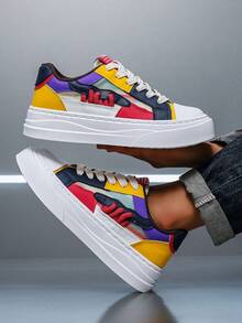 Multicolor Men's Shoes, Men's Casual Sneakers, New Fashion Sneakers, Comfortable And Versatile, Flat Lace-Up Men's Shoes, Street Style - Multicolor - View 3