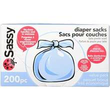 Sassy - Bolsas desechables para pañales de 250 unidades, aroma a lavanda, fácil de atar, eliminación de pañales o bolsas de basura para mascotas(200 unidades) - Multicolor - Ver 1