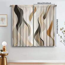 2pcs Red & White Wavy Pattern Art Curtains, Modern Minimalist Style, 3D Digital Printing, Suitable For Living Room, Bedroom And Study, Creating A Refined, Comfortable And Cozy Atmosphere.