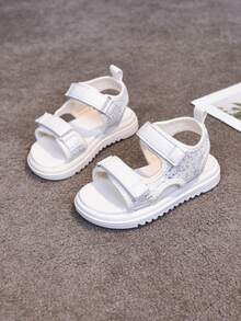 Fashionable Sequin Girls Sandals, Summer Children Beach Shoes, Girls Open Toe Princess Sandals - Beige - View 2