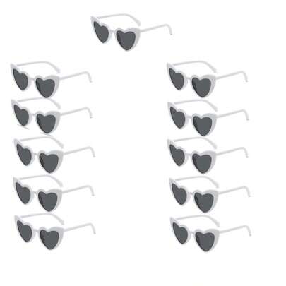 10pcs Fashion Heart-Shaped Party Glasses, Vintage Heart-Shaped Glasses, Wedding Bride Fashion Glasses, Wedding Party Glasses, Ladies' Fashion Vintage Glasses, Heart-Shaped Glasses, Party Glasses, Suitable For Girls' Shopping, Outdoor Travel, And Party Wear For Outdoor Activities, Vacation, Travel, Outfit Accessories, And Gifting