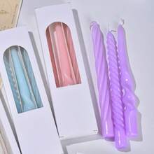 3pcs, 25cm/9.84in, 2.2cm/0.87in, Multi-Color Spiral Twisted Candles, Suitable For Various Festivals, Gifts, Birthdays, Weddings, Parties, Home Lighting - Multicolor - View 1