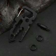 Llavero con mosquetn multiherramientas 13 en 1, abridor de botellas multiusos, llave inglesa, destornillador, herramientas para senderismo, camping, viajes, aventuras y ciclismo. - inicial - Ver 5