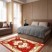 Tappeto da area in velluto di cristallo lavabile in lavatrice, motivo floreale vintage - Tappeto in poliestere antiscivolo per camera da letto, soggiorno, sala da pranzo, ufficio e stile country - Motivo rosso, disponibile in più misure - Rosso - Visualizzare 7