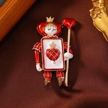 1pc Cute Retro Spade & Heart Soldier Alloy Brooch, Creative Fashion Accessory - Multicolor - View 2