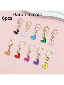 6pcs,Heart-Shaped Alloy Pendant Keychains, Durable Zinc Alloy - Warm Gifts For Teachers, Mothers, And Best Friends - Perfect Choices For Birthdays, Christmas, Thanksgiving, Teachers' Day, Weddings, And Graduation - Multicolor - View 10