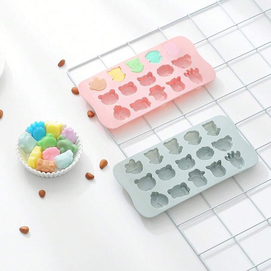 Hot-Selling 15-Linked Cartoon Pig Silicone Ice Tray Ice Film Homemade Ice Cream Ice Cube Chocolate Mold For Home Use, Film Mold - Màu xanh lam - Xem 1