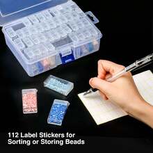 钻石画收纳盒，便携式珠子收纳整理盒，32/48/64格钻石画配件（收纳盒） - 白色 - 查看 4