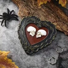 1 Stück Halloween Deko Harz Herz Schädel Heim Dekoration Hängende Verzierung, handgefertigtes ABS Harz Herz Schädel geformtes Kunsthandwerk Wanddekoration, geeignet für Wohnzimmer, Arbeitszimmer, Geschäft und Halloween, Tag der Toten Dekoration - Verschiedenfarbig - Übersicht 4