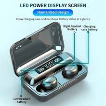 TWS Wireless Earphone Mic Wireless Headphone Stereo Noise Cancelling Sport Headset F9 TWS Wireless Earphones 5.3 9D Sound Wireless Earbuds Touch Digital Display TWS 5.3 Earphones Wireless Bass Stereo In-Ear Earbuds Handsfree Headset With Mic F9 Wireless Earphone 5.3 TWS LED Display 9D Bass Stereo Wireless Earbuds Handsfree Hifi Headset - 黑色 - 查看 5