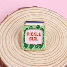 1pc Vintage Cartoon Enamel Brooch - Pickle Shaped, Floral Frame, Metal Accessories, Can Be Pinned On Bags, Jackets, Hats - Perfect Gift For Friends, Ideal For Casual Outfits, Hat Decoration, Fun Design, High-Quality Craftsmanship - Multicolor - View 5