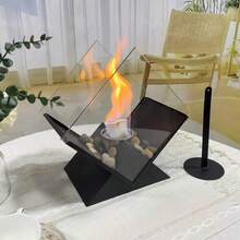 [Holiday Metal Fireplace] Christmas Holiday Metal Biofuel Fireplace Desktop - Classic Style, Suitable For Home And Restaurant Gatherings, No Ignition Device Required