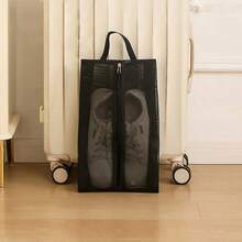Foldable Breathable Mesh Shoe Storage Bag - Transparent Visual Design, Durable Polyester, Large Capacity, Multifunctional Tote For Gym, Travel, Beach, And Toiletries - Black - View 10