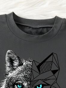 Tween Boy Cartoon Graphic Print Crew Neck Short Sleeve T-Shirt And Shorts Set - Dark Grey - View 3