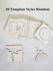 1set Drawing Wooden DIY Painting Template Stencils Doodle Opening Gift - Beige - View 6