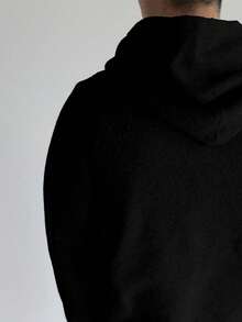 Herren Lässig Loose Fit Pullover Hoodie, einfarbig, vielseitig, Langarm, geeignet für Frühling, Herbst und Winter - Schwarz - Übersicht 5