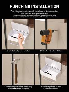 Bathroom Vanity Paper Towel Box Organizer, Toilet Paper Roll Holder Storage Rack, Home Bathroom Wall Mounted Wet Wipes Rack, Bathroom Paper Towel Holder - Multicolor - View 9