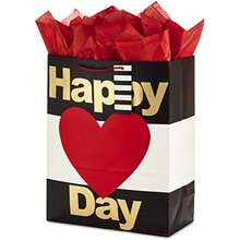 Hallmark - Bolsa de regalo grande de 13 pulgadas con papel de seda (lunares rojos) para Navidad, día del padre, cumpleaños, graduaciones, día de San Valentín, día más dulce o cualquier ocasión(Happy Heart Day) - Multicolor - Ver 4
