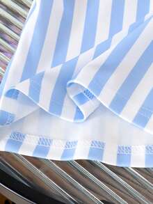 2pcs Baby/Baby GirlCute Ruffle Bow Sleeveless Tank Top And Lantern Shorts Set, Summer Outfit - Baby Blue - View 6