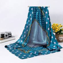 Women's Large Square Satin Scarf 90x90 Chic Polyester Printed - Emerald Green - View 3